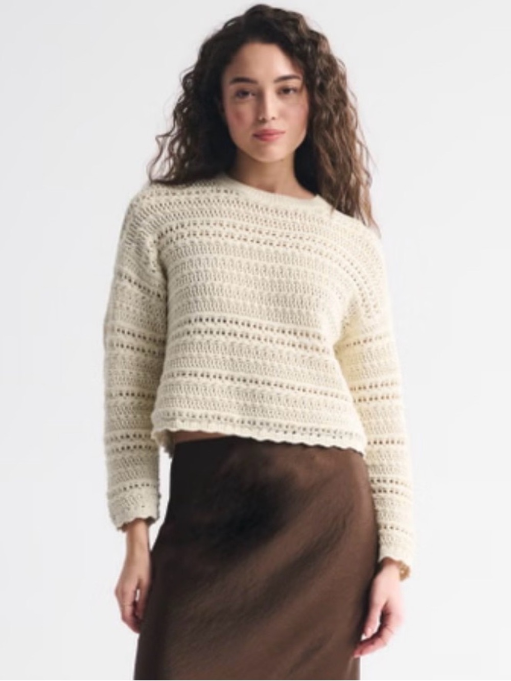 Abercrombie Cream Crochet Knit Sweater size - M (runs small)